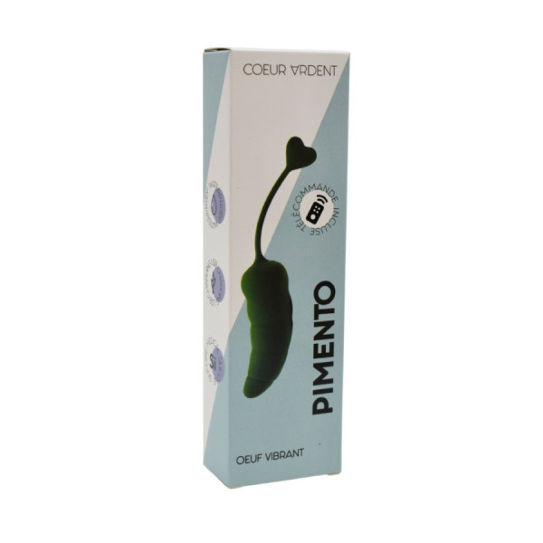 PIMENTO, Un Œuf vibrant avec télécommande, couleur et forme "Piment" en silicone médical 